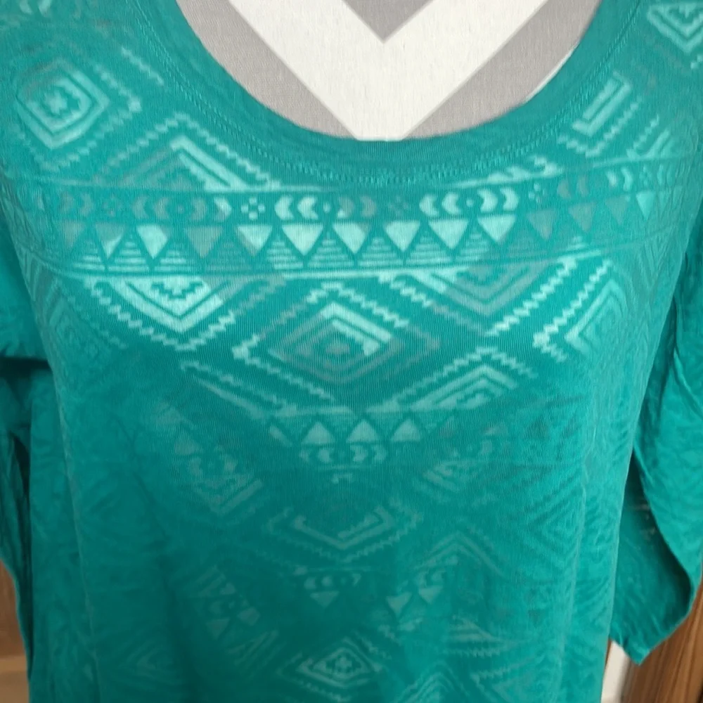 NWT Cheekys teal Southwest burn out shirt - Picture 2 of 6